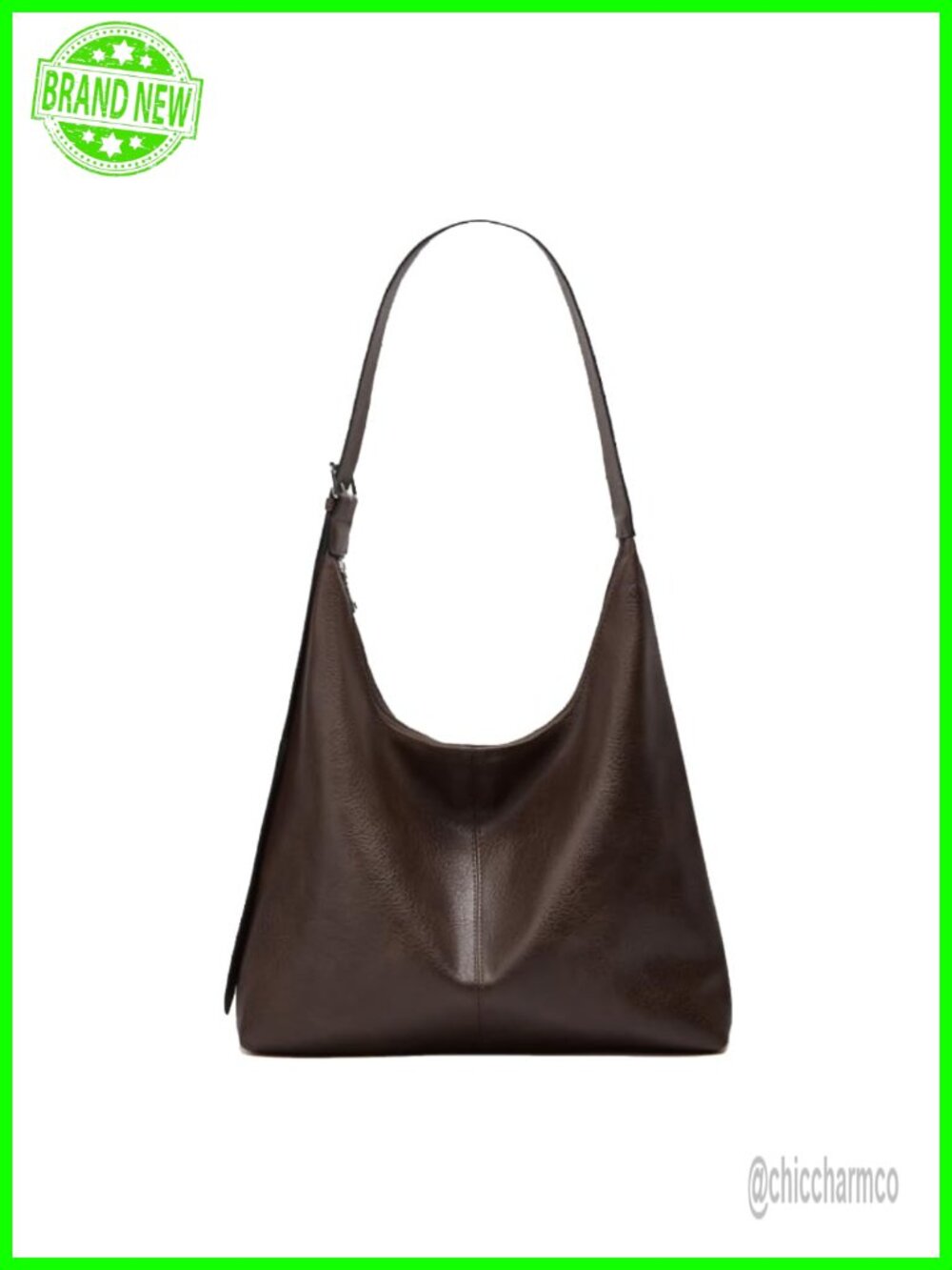 Large Hobo Bag Vegan Leather Shoulder Handbag Slouchy Tote Purse Travel